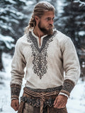 Vintage Celtic Totem Men's Long Sleeve Linen Shirt elevenforest
