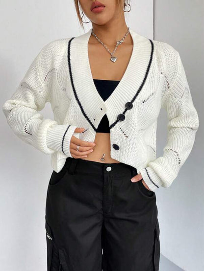 Autumn and Winter New Loose V Neck Thin Sweater Jacket Cardigan