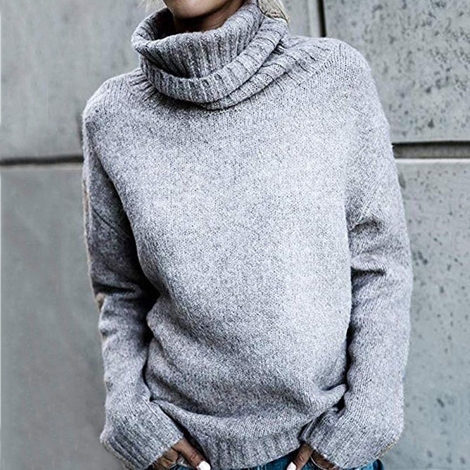 Vintage Irregular Turtleneck Long Sleeve Knitted Sweater elevenforest