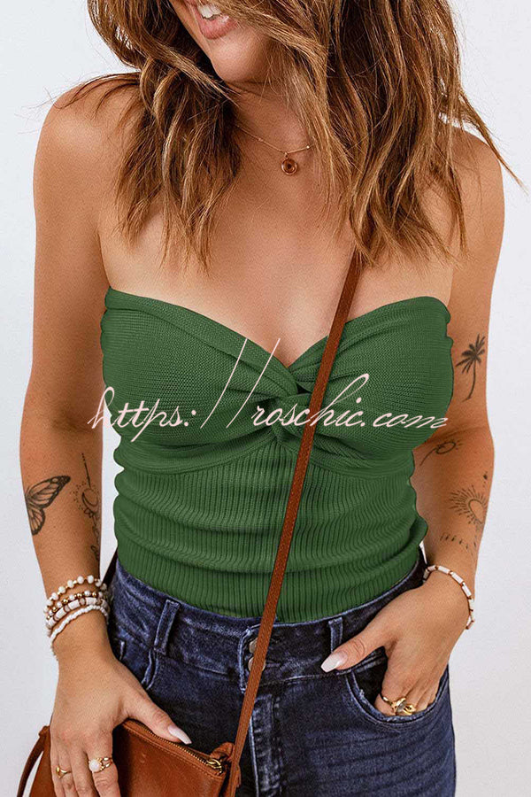 Tube Knit Ribbed Slim Backless Tank Top