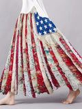 Vintage Boho Flag Women's Linen Flutter Half Skirt elevenforest