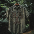 Men's Viking Tree Of Life Embroidery Pattern Lapel Shirt elevenforest