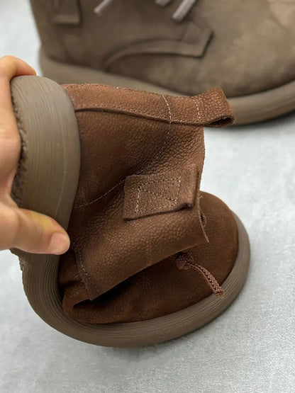 Genuine Leather Strap Low Heel Boots Ax1047