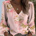 Women's Pink Awareness Floral Print Shirt elevenforest