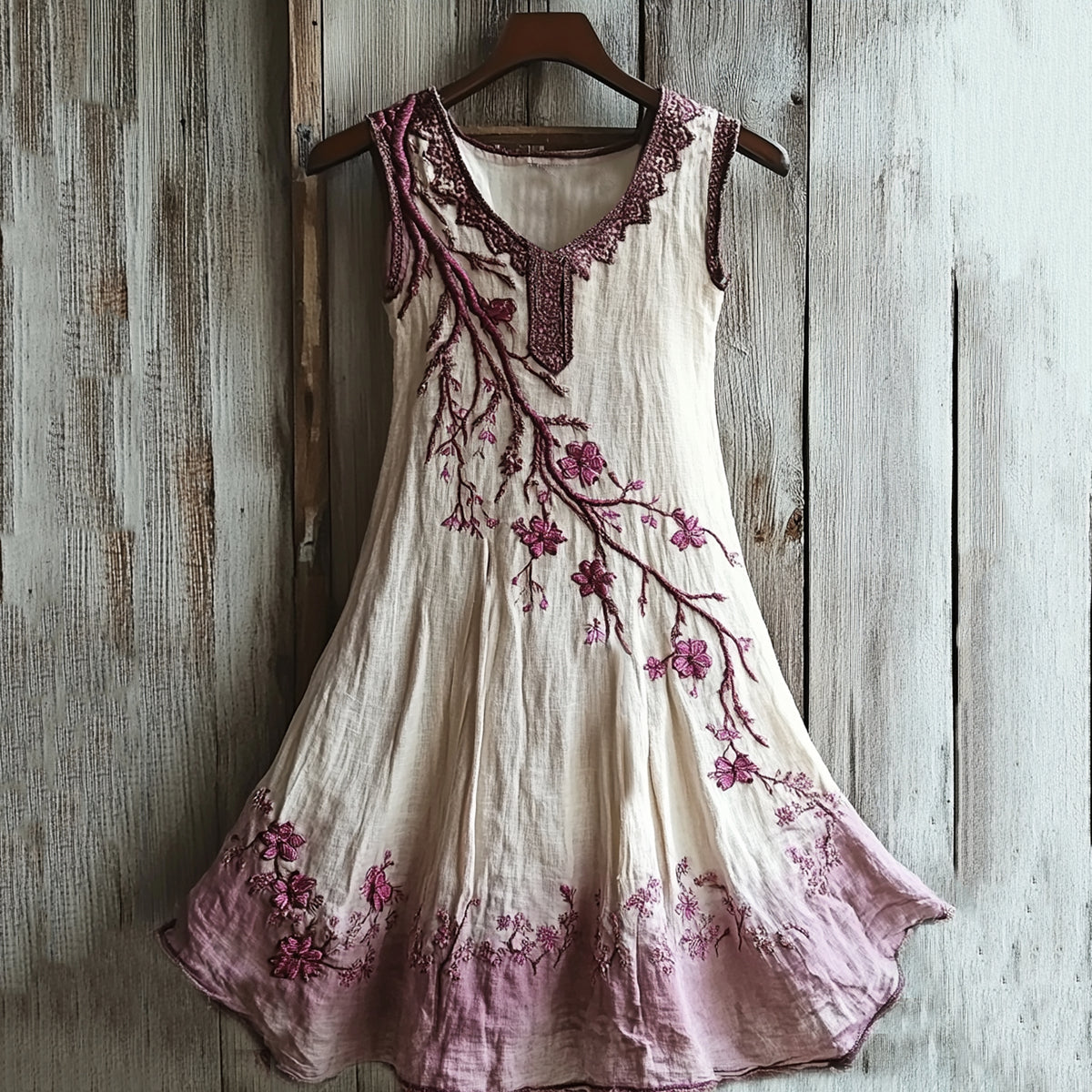 Vintage Celtic Knot With Cherry Blossoms Pattern Linen Tank Dress elevenforest