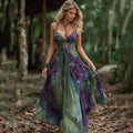 Women's Vintage Floral Gradient Maxi Dress elevenforest