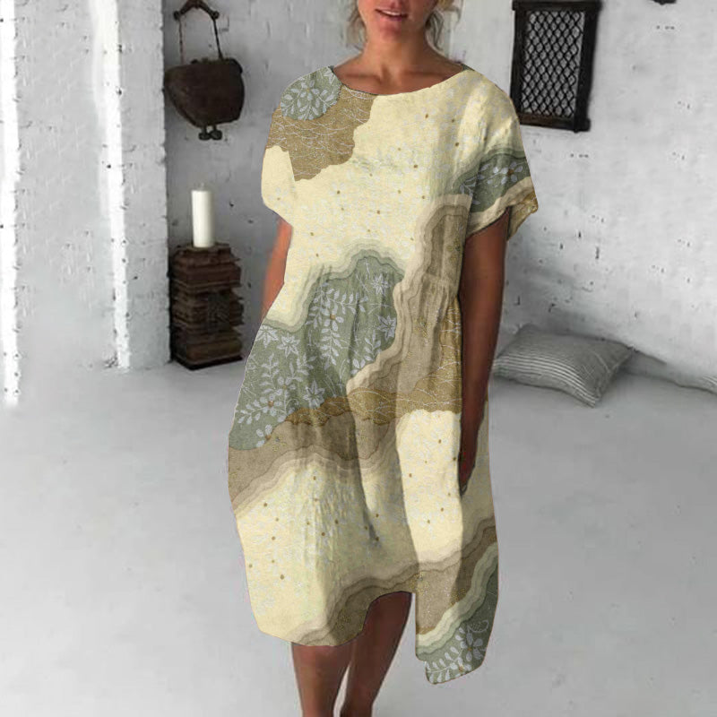Japanese Flowers Art Flowy Midi Dress elevenforest