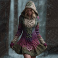 Women's Celtic Knot Ombre Hooded Sweater Dress elevenforest