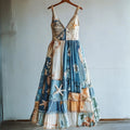 Boho Starfish & Sea Shells Embroidered Patchwork Maxi Dress elevenforest