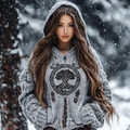 Women's Viking Tree Of Life Celtic Pattern Cozy Hooded Sweater elevenforest