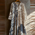Japanese Waves Patchwork Hollow Lace Flowy Maxi Dress elevenforest