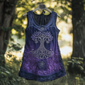Boho Viking Tribal Celtic Knot Life Of Tree Patchwork Art Sleeveless Tank Top elevenforest