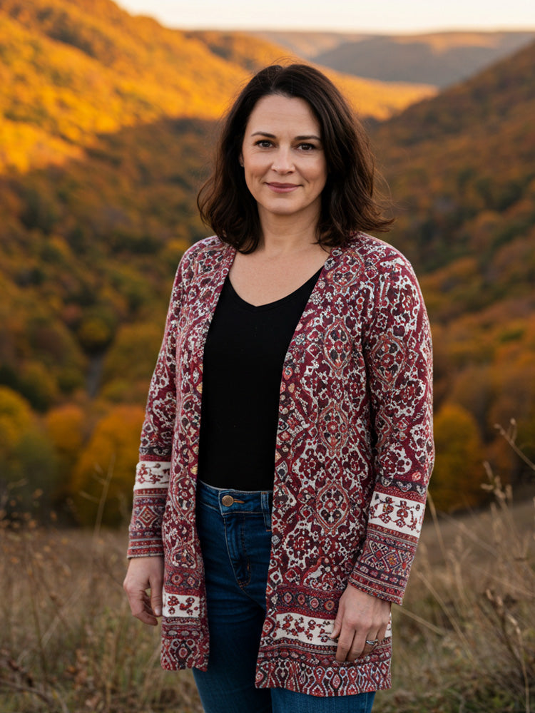 Women's Vintage Bohemian Print Cardigan elevenforest