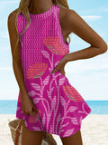 Women's Floral Art Print Beach Vacation Dress