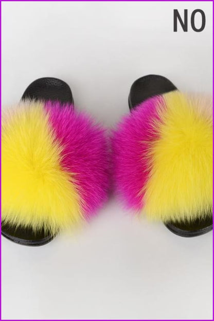 {5-7 Days Wait for Make} New Color Fox Fur Slides F639
