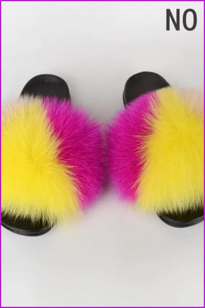 {5-7 Days Wait for Make} New Color Fox Fur Slides F639