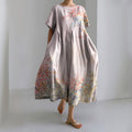 Comstylish Women's Japanese Cherry Blossoms Art Short Sleeve Midi Dress