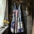 Women's Floral Geometry Art Linen Tank Dress elevenforest