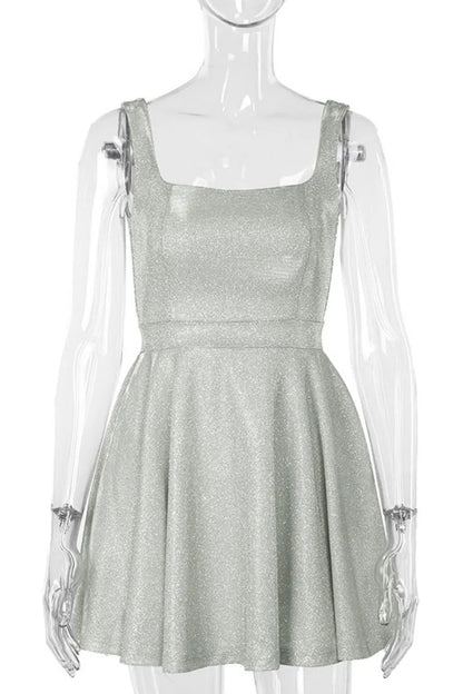 Color Backless U Neck Vest Dresses