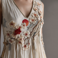 Women's Japanese Sakura And Moon Embroidered Sleeveless Tank Top elevenforest