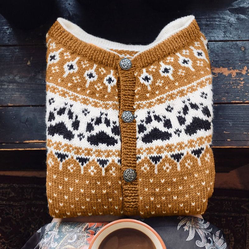Vintage Iceland Bear Paw Southwest Knit Women's Sweater elevenforest