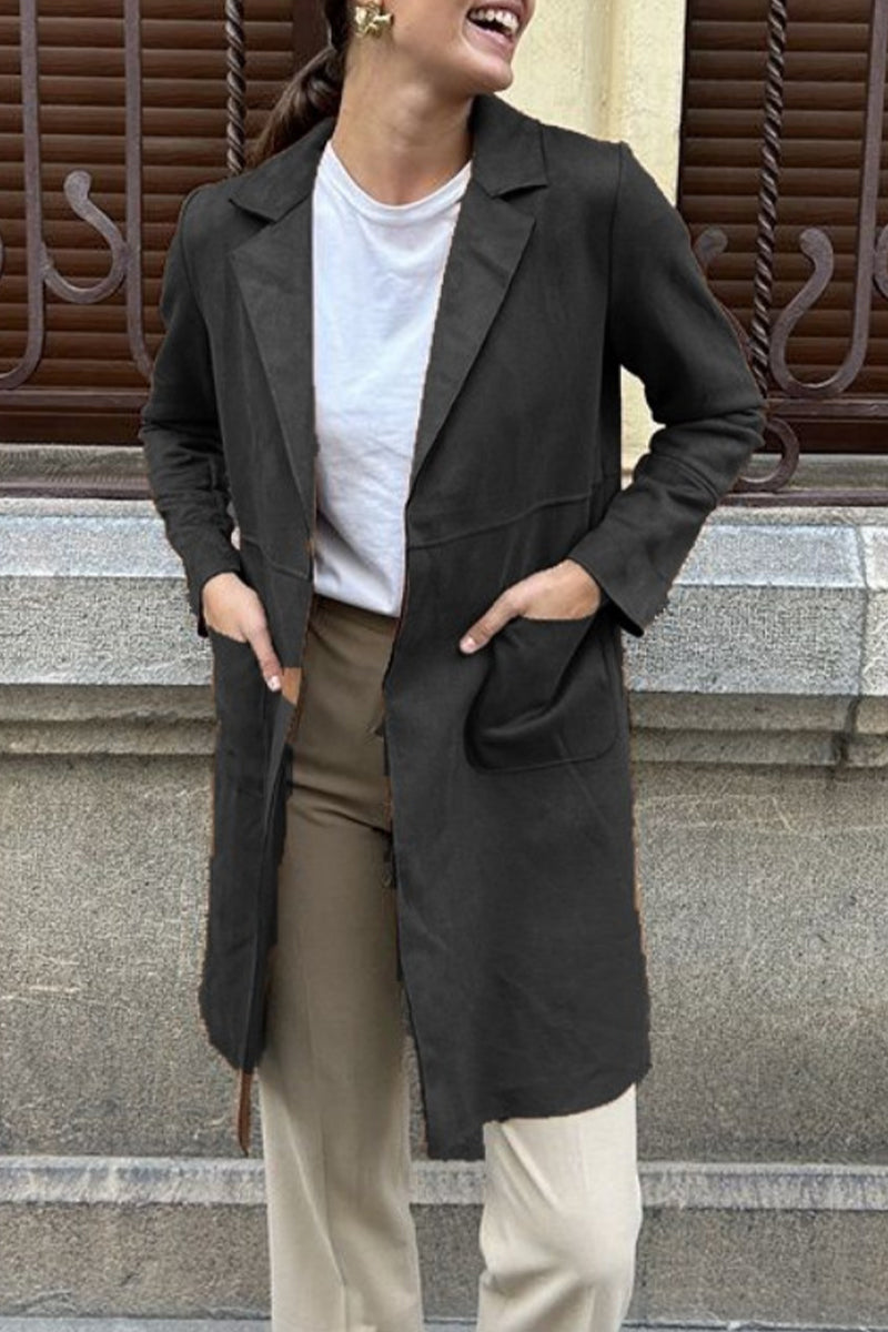 Street Simplicity Pocket Turn-back Collar Outerwear