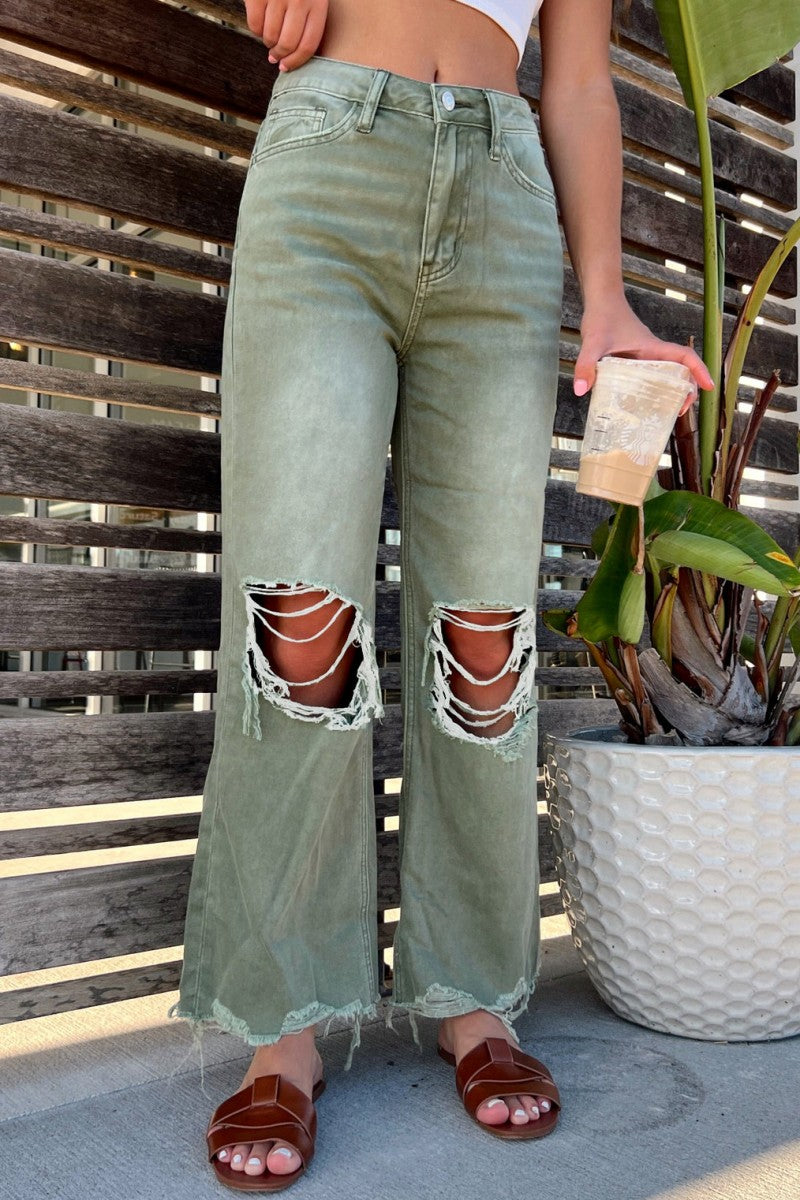 Ripped Patchwork High Waist Regular Denim Jeans