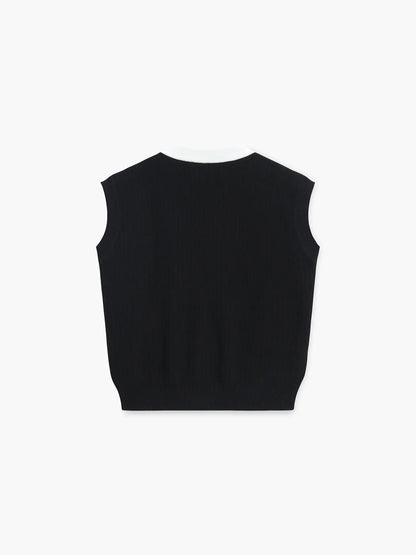 V-neck Button Knitted Vest