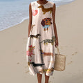 Women's Retro Cool Dogs Art Print Sleeveless Dress elevenforest