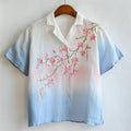 Cherry Blossom Japanese Embroidered Gradient Linen Shirt elevenforest