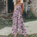 Women's Scottish Thistle Print Casual Loose Jumpsuit elevenforest