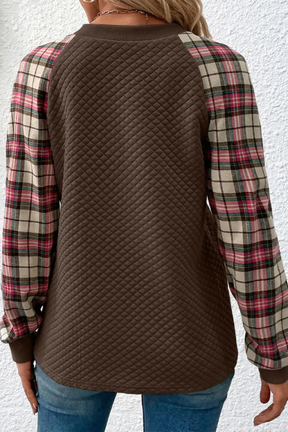 Brown Plaid Raglan Sweatshirt