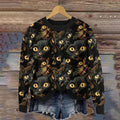 Comstylish Women's Black Cat Embroidery Art Cozy Knit Sweater