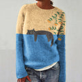 Abstract Creative Lazy Black Cat Painting Art Print Knitted Pullover Sweater elevenforest