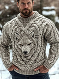 Men's Wolf Inspired Viking Celtic Jacquard Cozy Sweater elevenforest