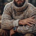 Men's Vintage Jacquard Chunky Knit Warm Turtleneck Sweater elevenforest