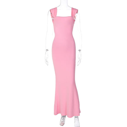 Clothing Tied Dress Fashionable Slimming Sheath Backless Camisole Dress