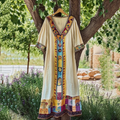 Vintage Patchwork Art Linen Short Sleeve Tank Dress elevenforest