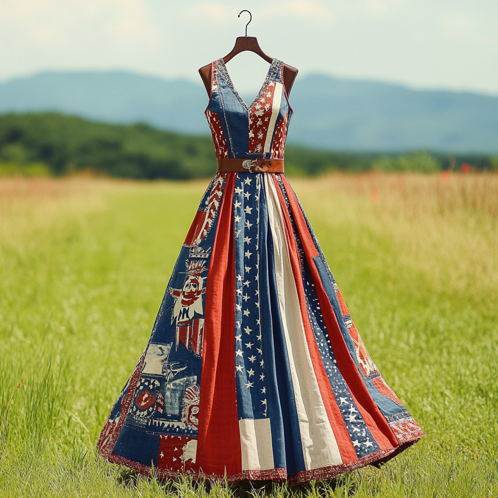 Women's Retro Independence Day Totem Design Sleeveless Dress elevenforest