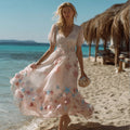 Bohemian Dreamy Ocean V-neck Short Sleeve Dress elevenforest