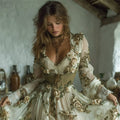 Vintage Forest Roses Vines Fiber Art Flowy Maxi Dress elevenforest