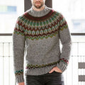 Vintage Royal Knit Jacquard Icelandic Crew Neck Sweater（Unisex） elevenforest