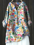 Women's Vintage Lovely Floral Art Print Casual Shirt