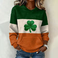 Comstylish Women's St. Patrick's Day Irish With Shamrock Waffle Color-blocked Design Hoodie