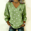 Comstylish Women's St. Patrick's Day Shamrock Pattern V-neck Loose T-shirt