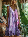 Vintage Lace Floral Art Women's Linen Vest Dress elevenforest