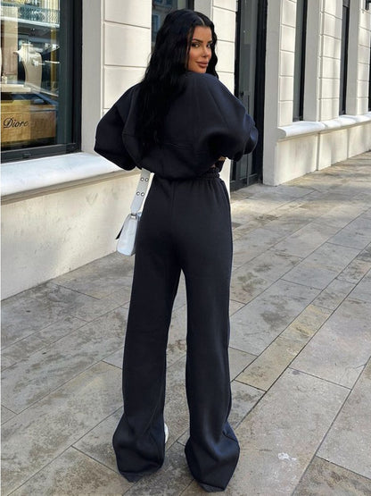 Tossy Autumn 2 Piece-set Tracksuit Trousers Outfits Female Slim High Waist Drawstring Clothes Loose ’s Pants Sets