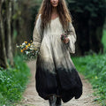 Classy Contrast Dyed Flowy Linen Maxi Dress elevenforest