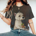 Comstylish Vintage Cute Dog Painting Short Sleeve T-shirt