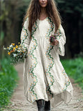 Vintage Boho Floral Flowy Linen Blend Maxi Dress elevenforest